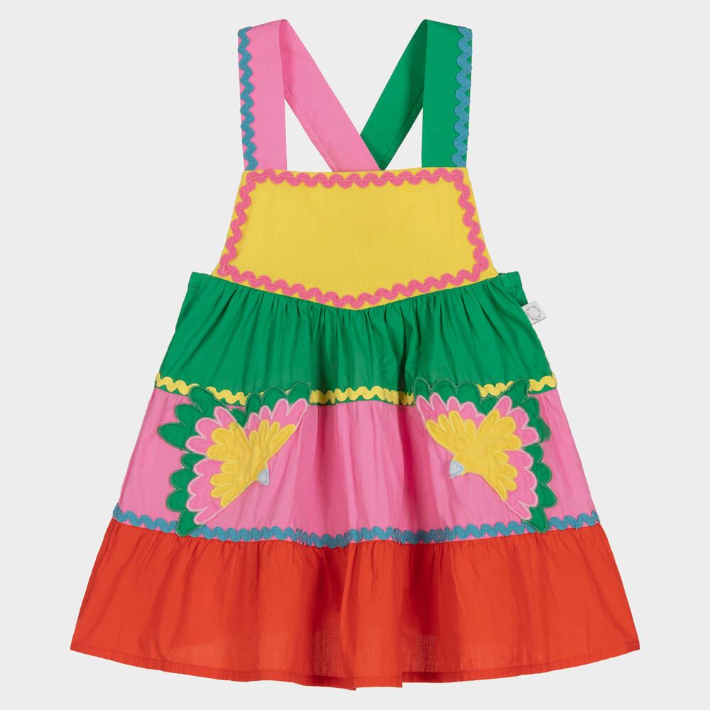 Stella McCartney Kids - Buntes Baumwollkleid mit Vogelmotiv | Childrensalon