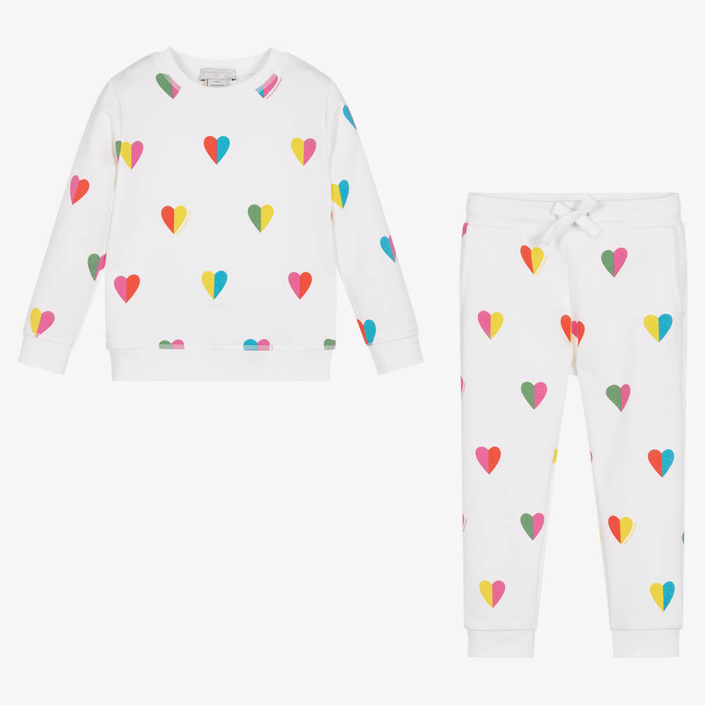 Stella McCartney Kids-Спортивный костюм с разноцветными сердечками | Childrensalon Outlet