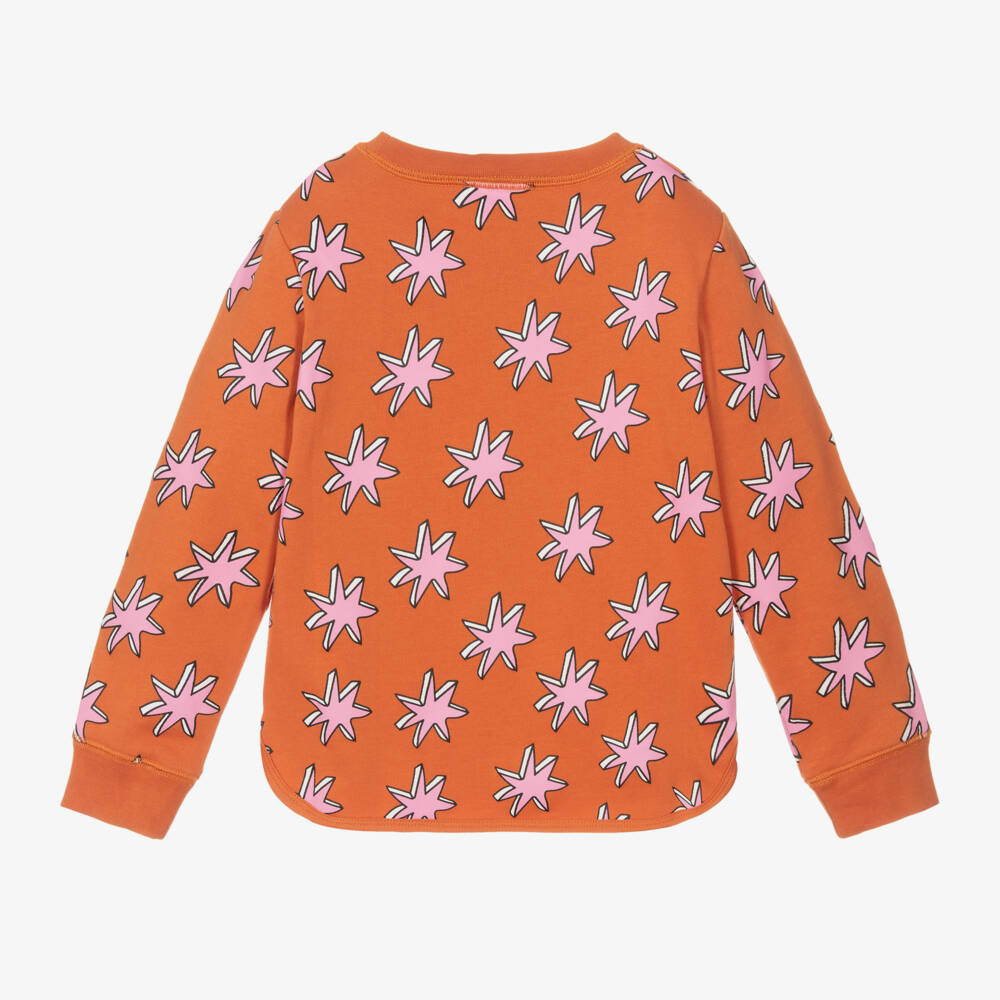 Stella McCartney Kids-سويتشيرت بطبعة نجوم قطن عضوي لون برتقالي للبنات | Childrensalon Outlet