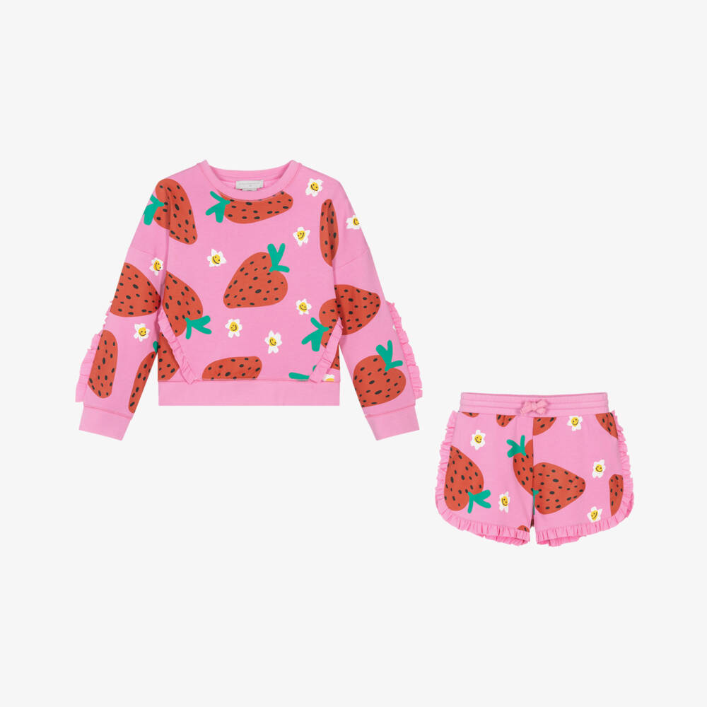 Stella McCartney Kids-Костюм из хлопка цвета ягодный для девочек | Childrensalon Outlet