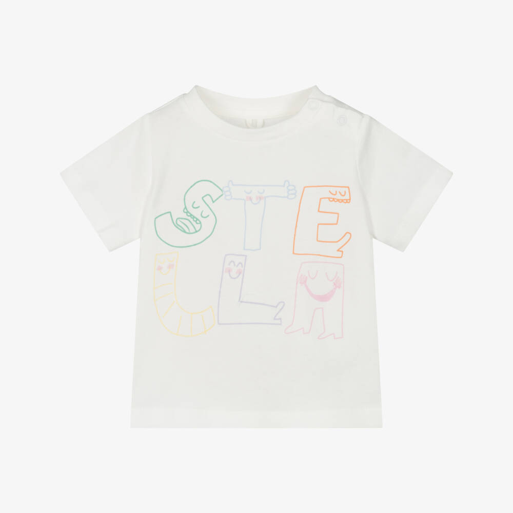 Stella McCartney Kids-تيشيرت قطن للبنات بشعار ملون | Childrensalon Outlet