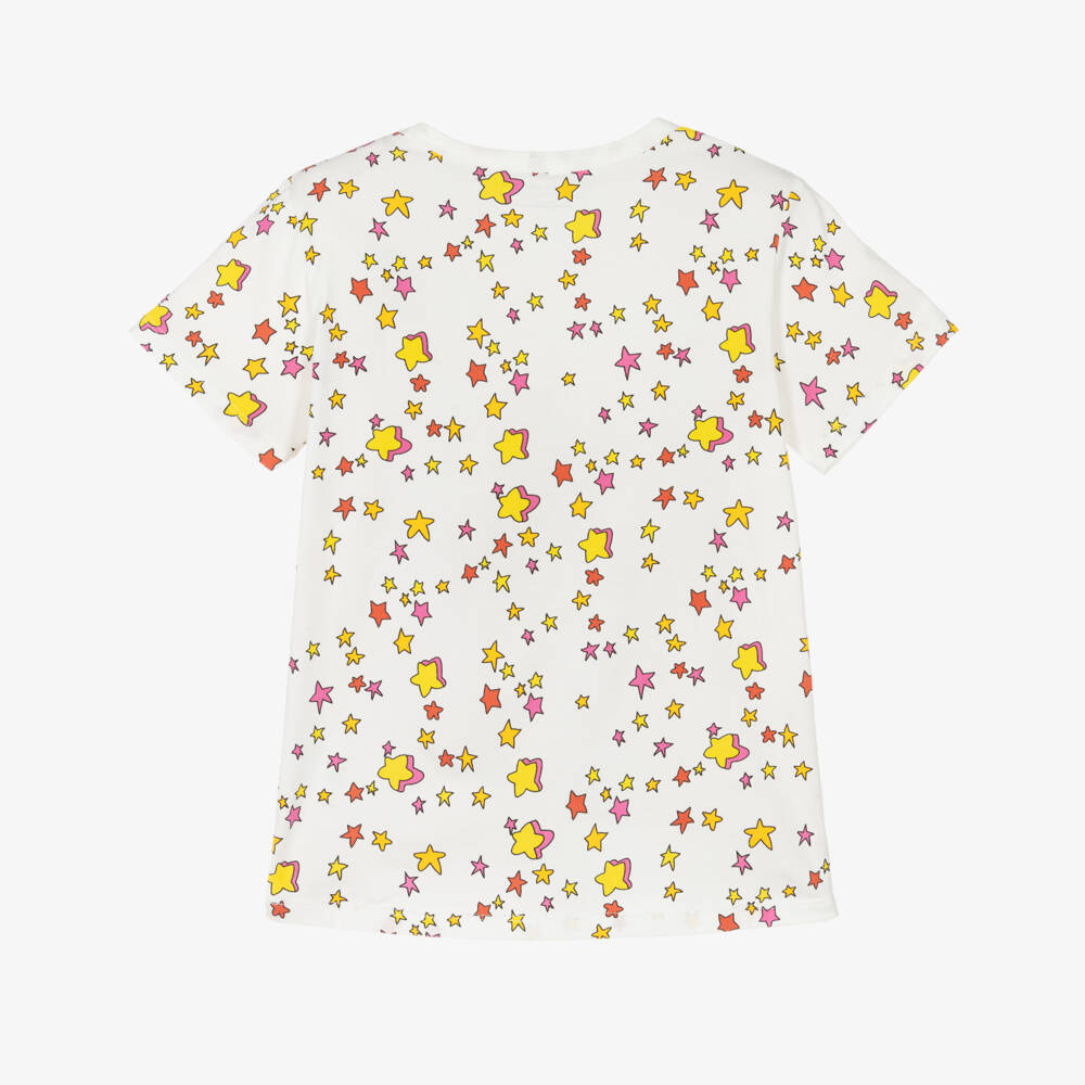 Stella McCartney Kids-Футболка из хлопка с жёлтой звездой для девочек | Childrensalon Outlet