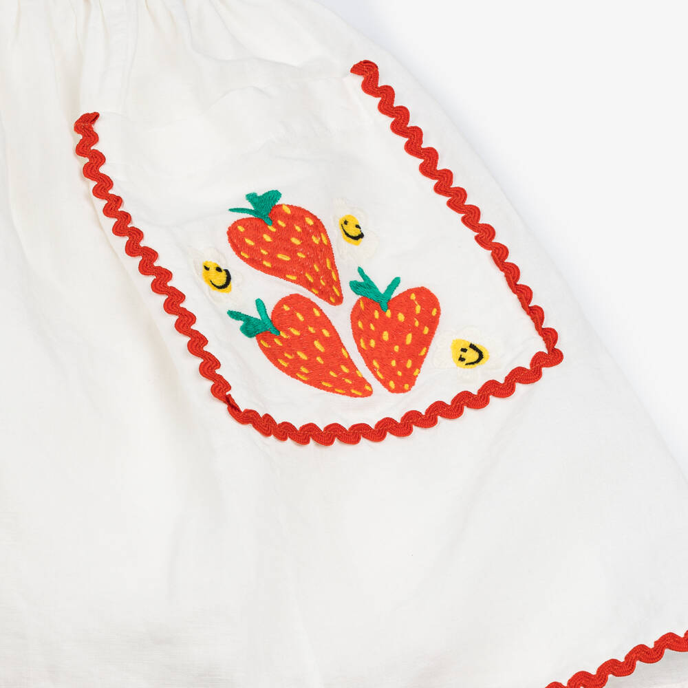 Stella McCartney Kids-Girls Cream Berry Adorned Frock | Childrensalon Outlet