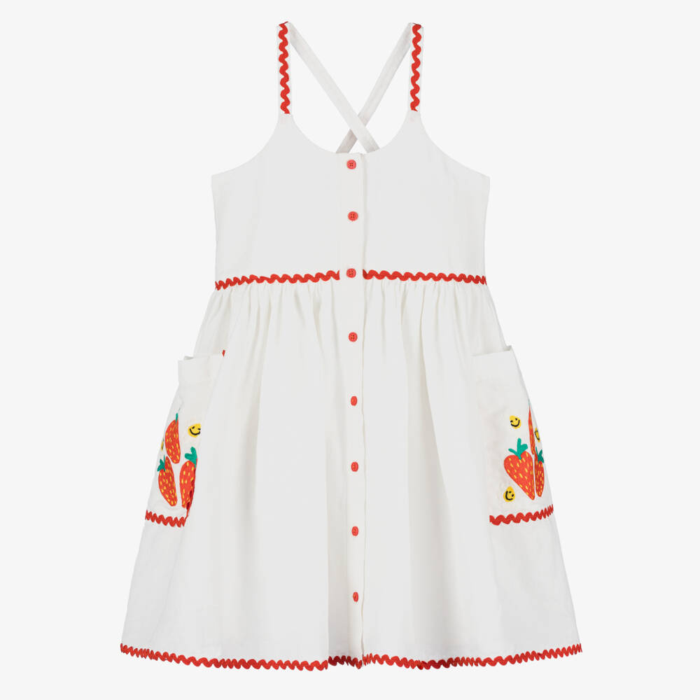 Stella McCartney Kids-Платье кремовое с ягодным декором для девочек | Childrensalon Outlet