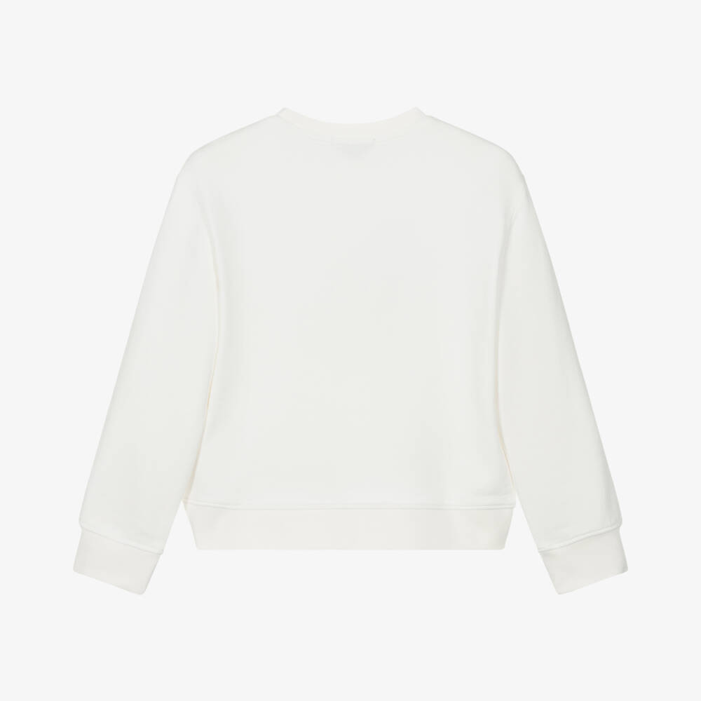 Stella McCartney Kids-Кремовый хлопковый пуловер с цветочным узором для девочек | Childrensalon Outlet