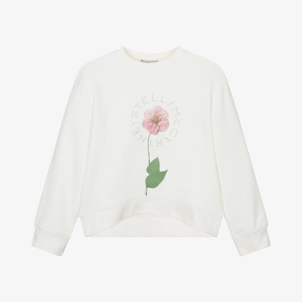 Stella McCartney Kids-بلوزة قطنية كريمية مزينة بالزهور للبنات | Childrensalon Outlet