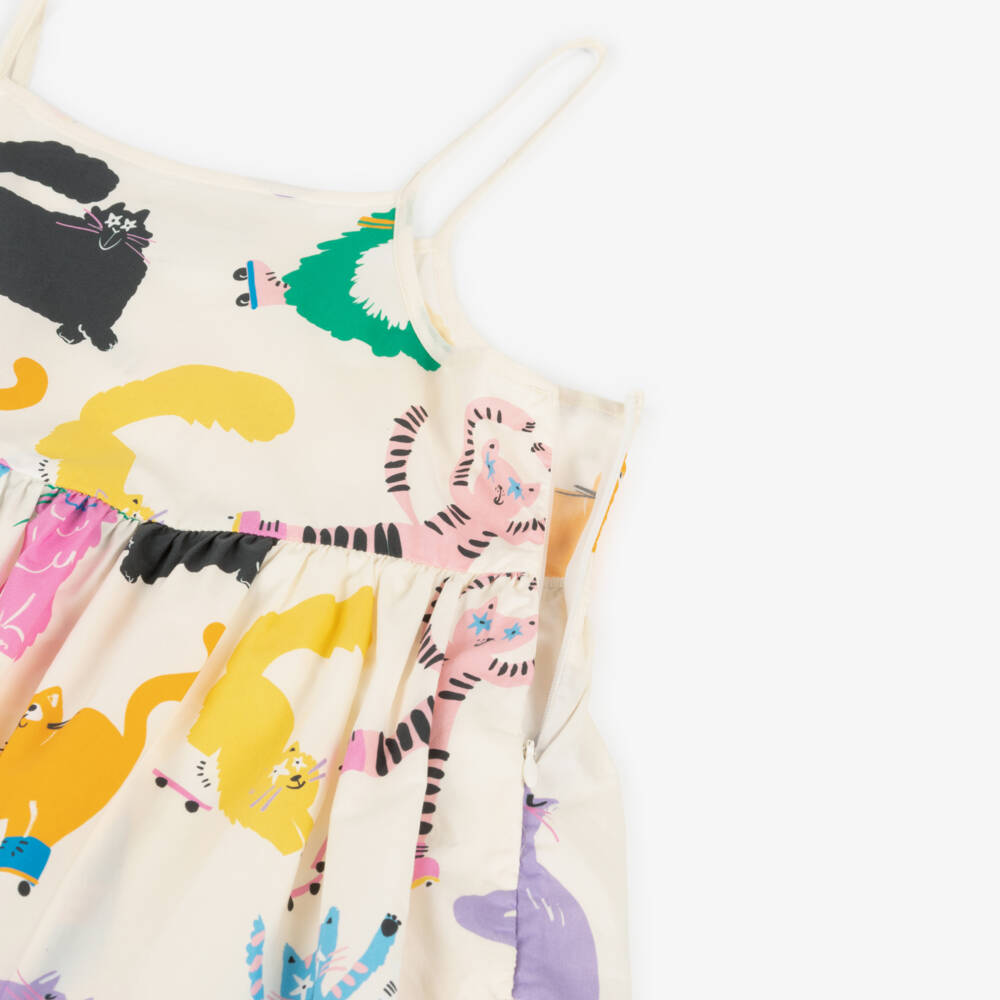 Stella McCartney Kids-Girls Cream Feline Pattern Dress | Childrensalon Outlet