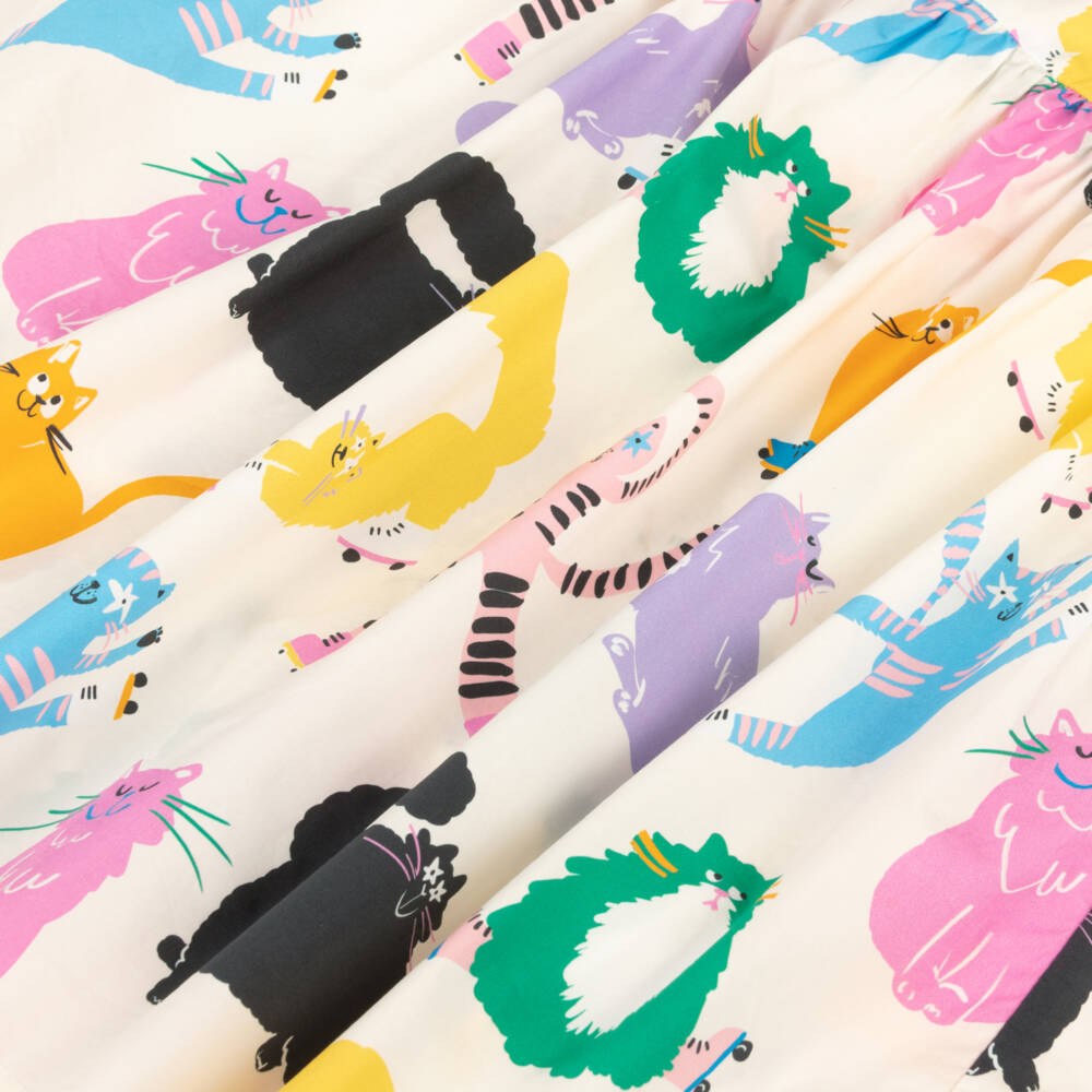 Stella McCartney Kids-Girls Cream Feline Pattern Dress | Childrensalon Outlet