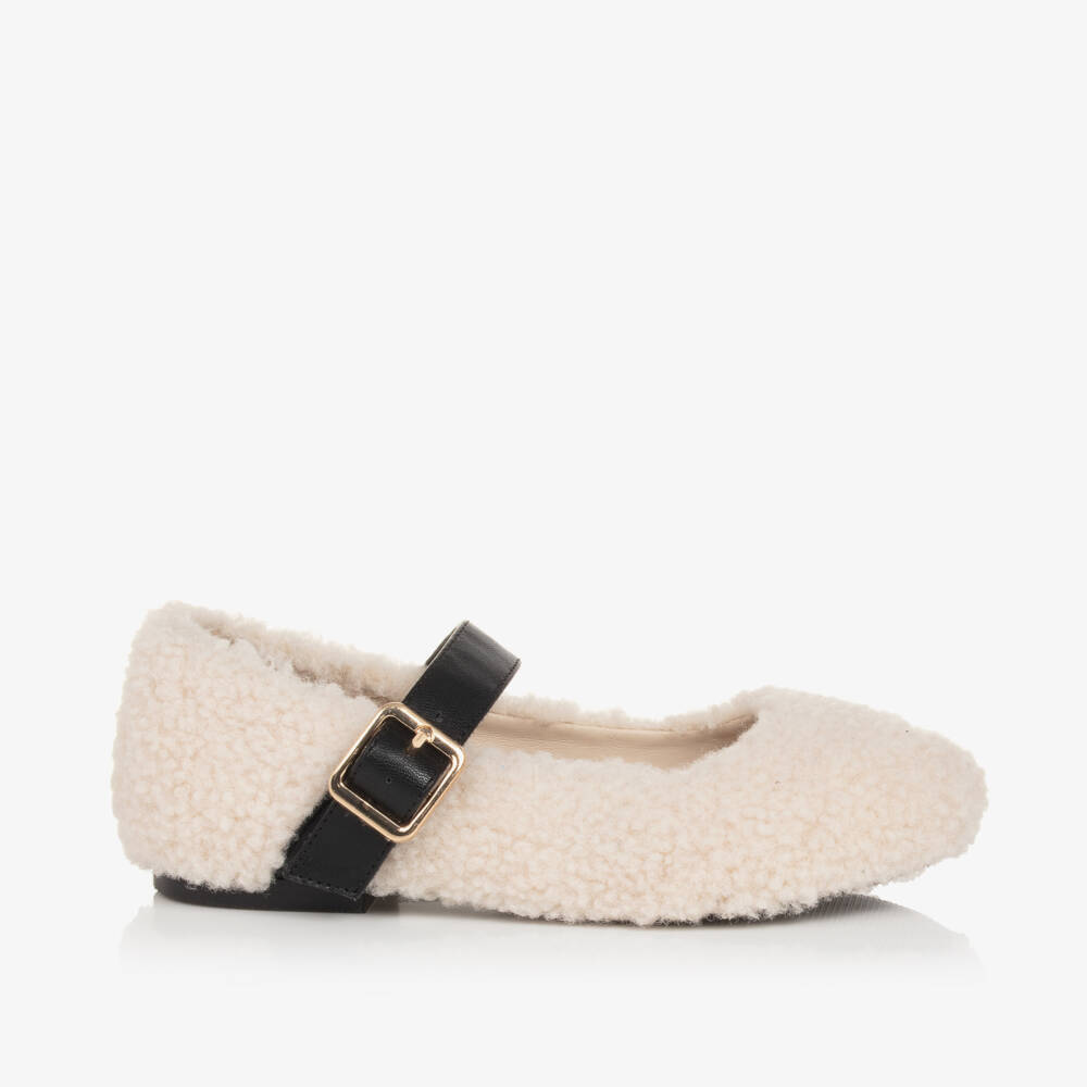 Stella McCartney Kids-Кремовые флисовые туфли с пряжками для девочек | Childrensalon Outlet