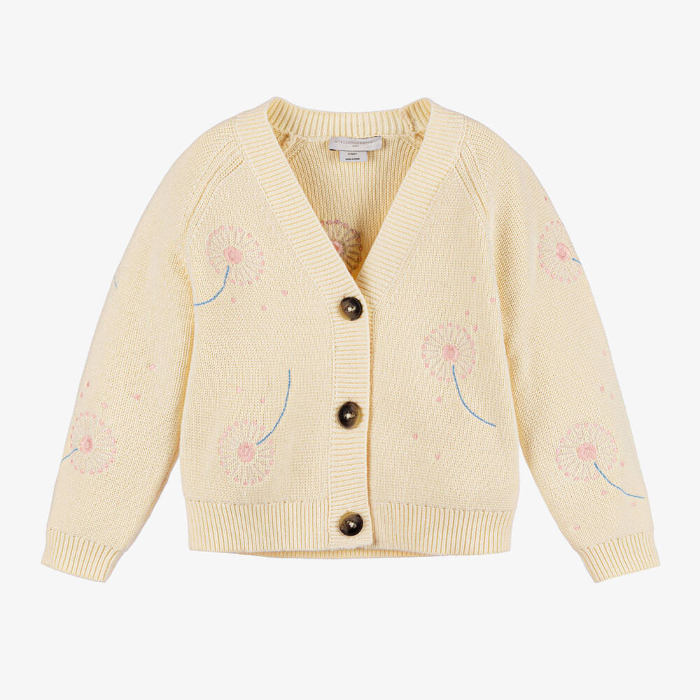 Stella McCartney Kids-Girls Cream Floral Knit Cardigan | Childrensalon Outlet