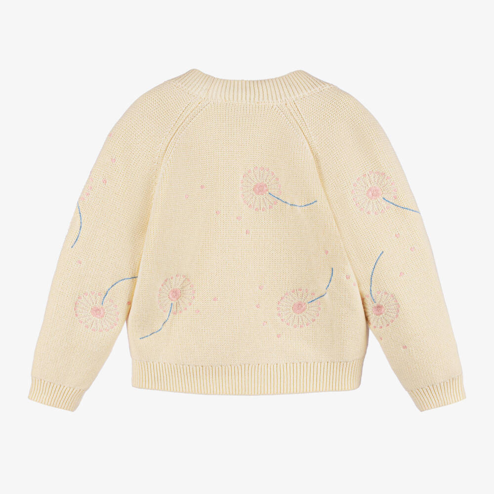 Stella McCartney Kids-Girls Cream Floral Knit Cardigan | Childrensalon Outlet