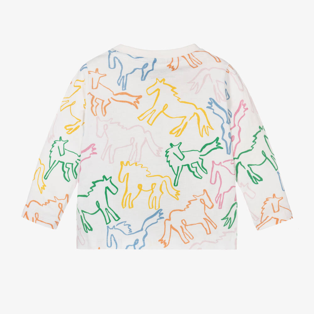 Stella McCartney Kids-Girls Cream Organic Horse Print Top | Childrensalon Outlet