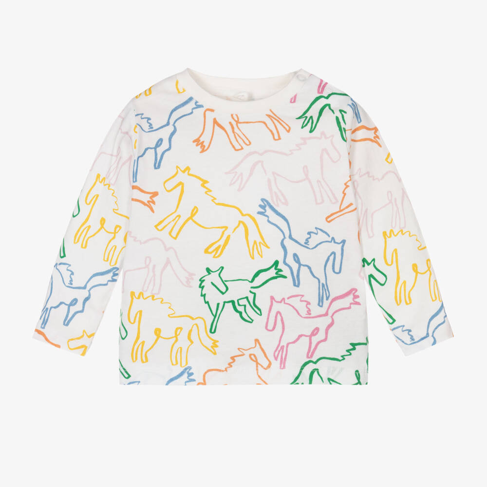 Stella McCartney Kids-توب قطن عضوي لون عاجي للبنات | Childrensalon Outlet