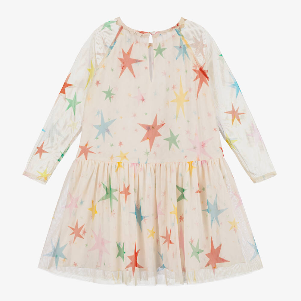 Stella McCartney Kids-فستان تول بطبعة نجوم لون عاجي | Childrensalon Outlet