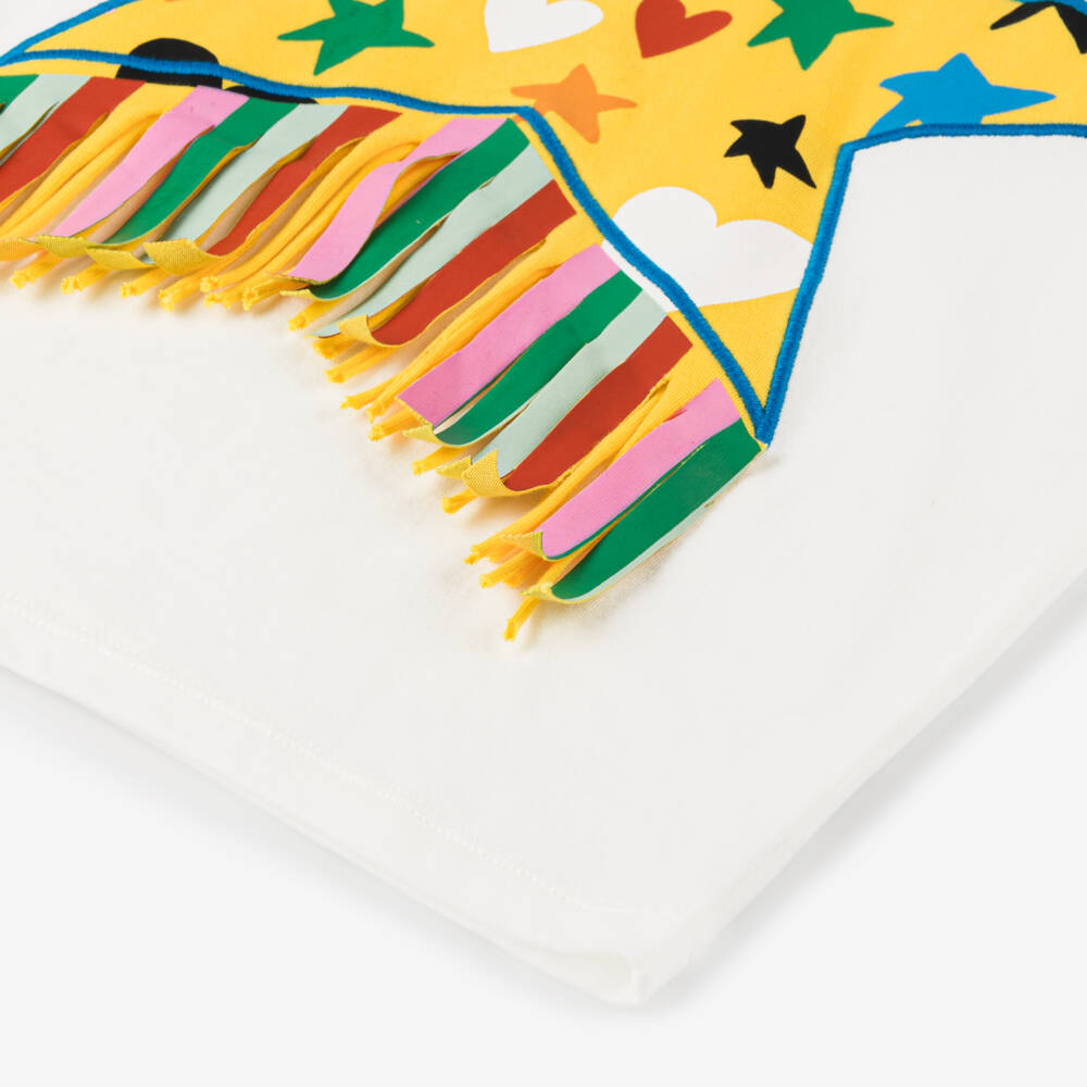 Stella McCartney Kids-Футболка из хлопка с кремовыми звездами для девочек | Childrensalon Outlet