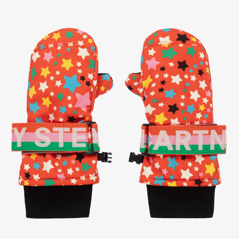 Stella McCartney Kids Ski Wear Capsule-Girls Crimson Star Ski Gloves | Childrensalon Outlet