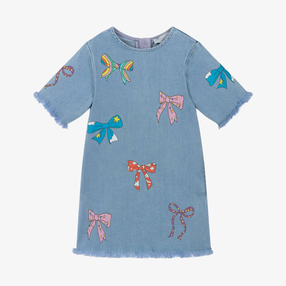 Stella McCartney Kids-Girls Denim Dress with Bow Patterns | Childrensalon Outlet