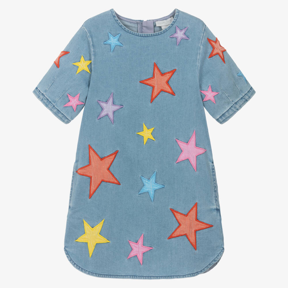 Stella McCartney Kids-فستان جينز للبنات بتصميم نجمي أنيق | Childrensalon Outlet
