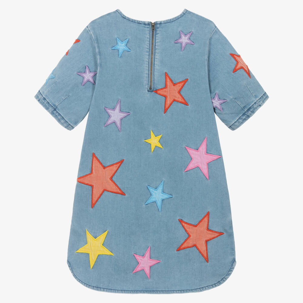Stella McCartney Kids-Джинсовое платье для девочек со звездным шармом | Childrensalon Outlet