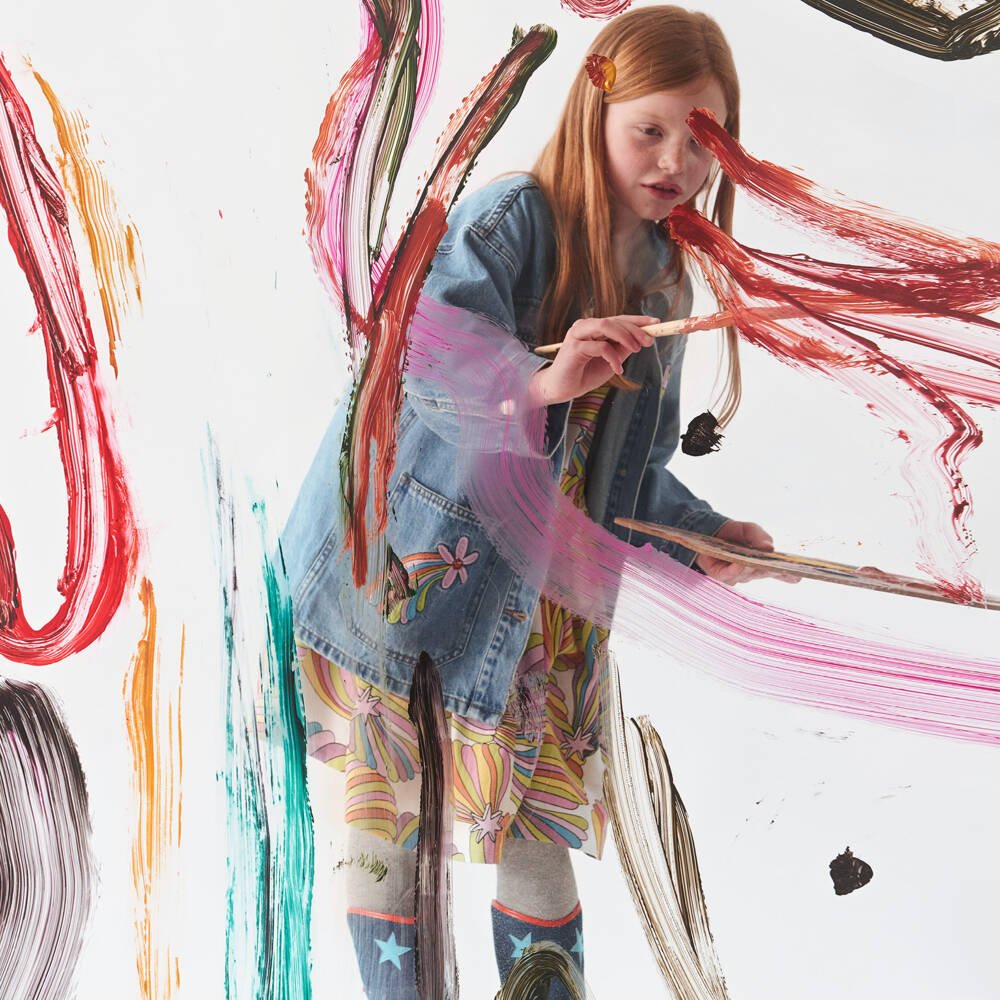 Stella McCartney Kids-Girls Denim Jacket with Embroidery | Childrensalon Outlet