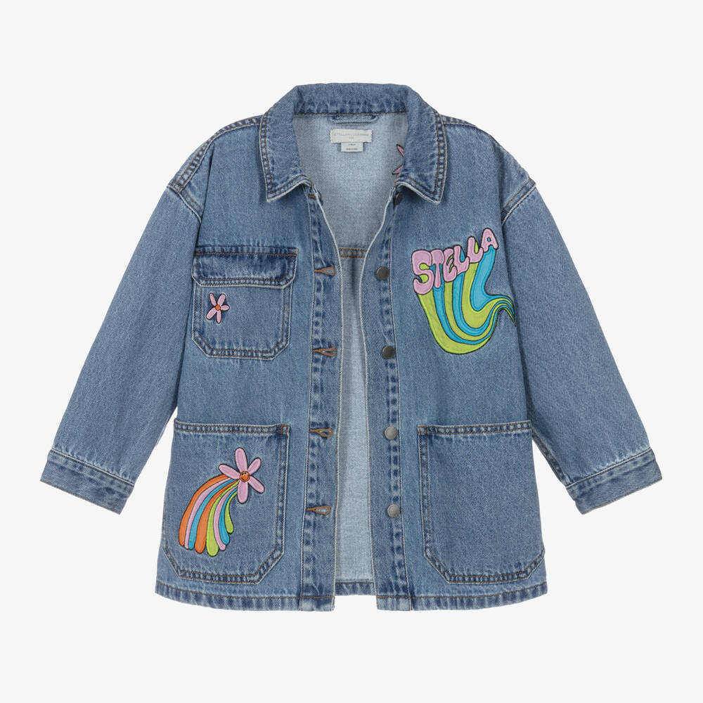 Stella McCartney Kids-Girls Denim Jacket with Embroidery | Childrensalon Outlet