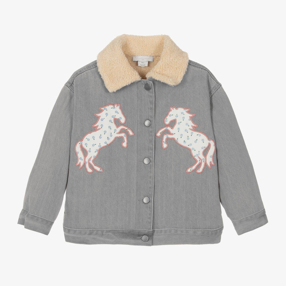 Stella McCartney Kids-Girls Denim Jacket with Horses | Childrensalon Outlet