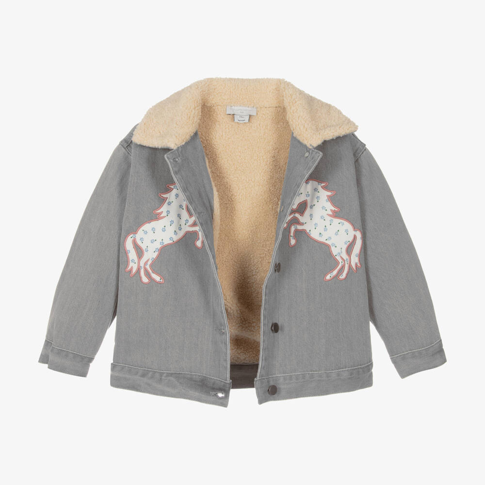 Stella McCartney Kids-Girls Denim Jacket with Horses | Childrensalon Outlet