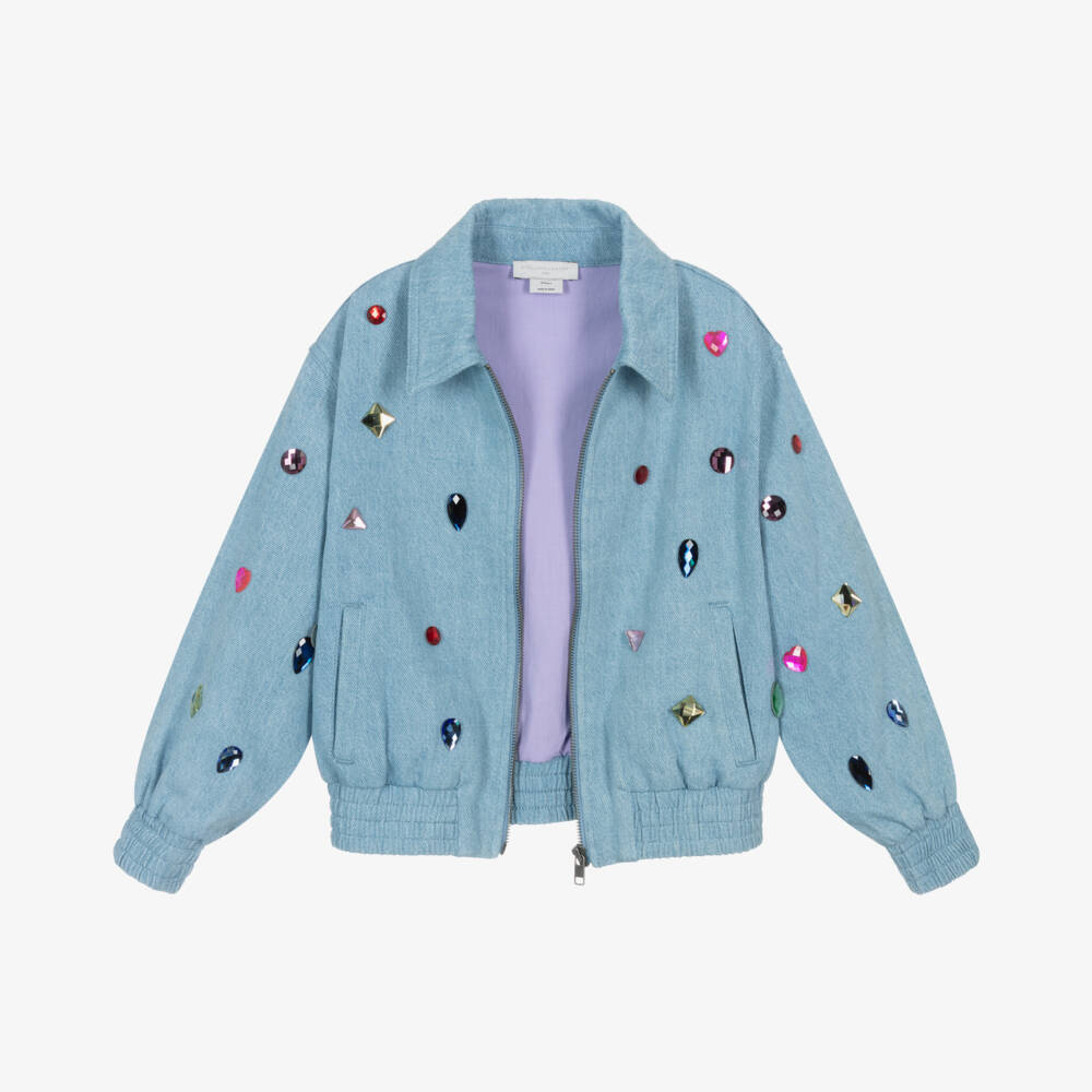 Stella McCartney Kids-Джинсовая куртка с блестящими камнями для девочек | Childrensalon Outlet
