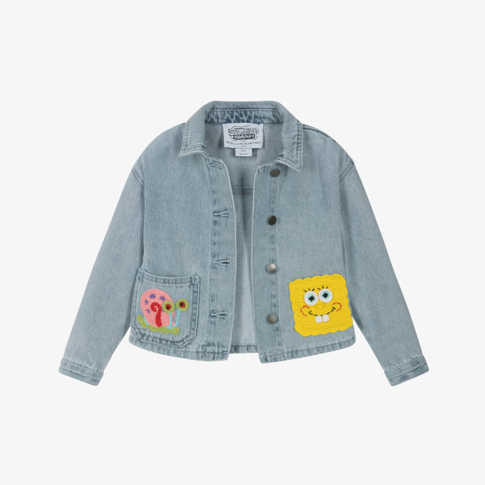 Stella McCartney Kids-Girls Denim Jacket with SpongeBob Charm | Childrensalon Outlet