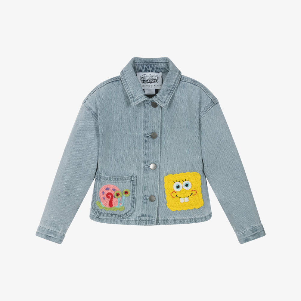Stella McCartney Kids-جاكيت جينز للبنات مع تعليقة سبونج بوب | Childrensalon Outlet