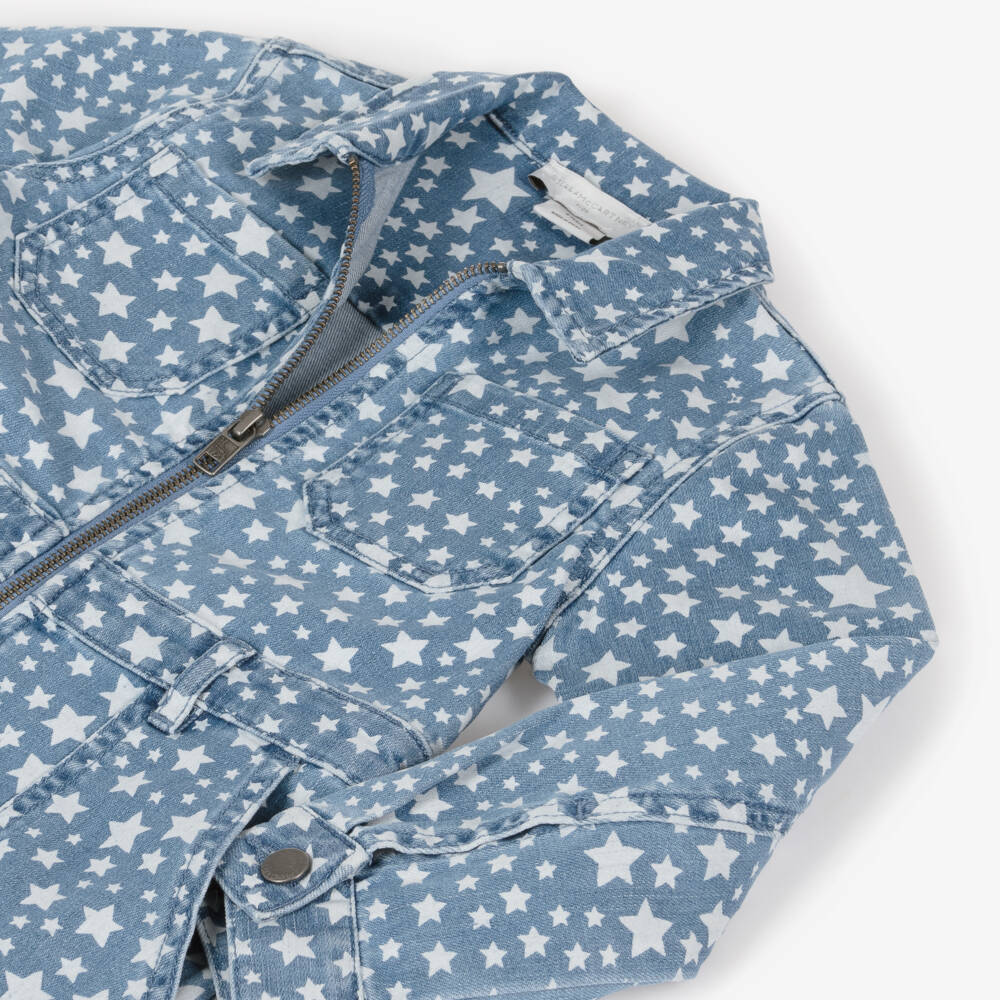 Stella McCartney Kids-Girls Denim Starry Zip Dress | Childrensalon Outlet