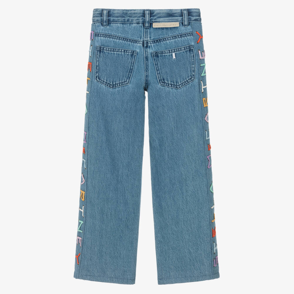 Stella McCartney Kids-Girls Denim Trousers in Classic Blue | Childrensalon Outlet