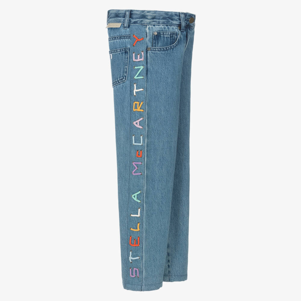 Stella McCartney Kids-Girls Denim Trousers in Classic Blue | Childrensalon Outlet