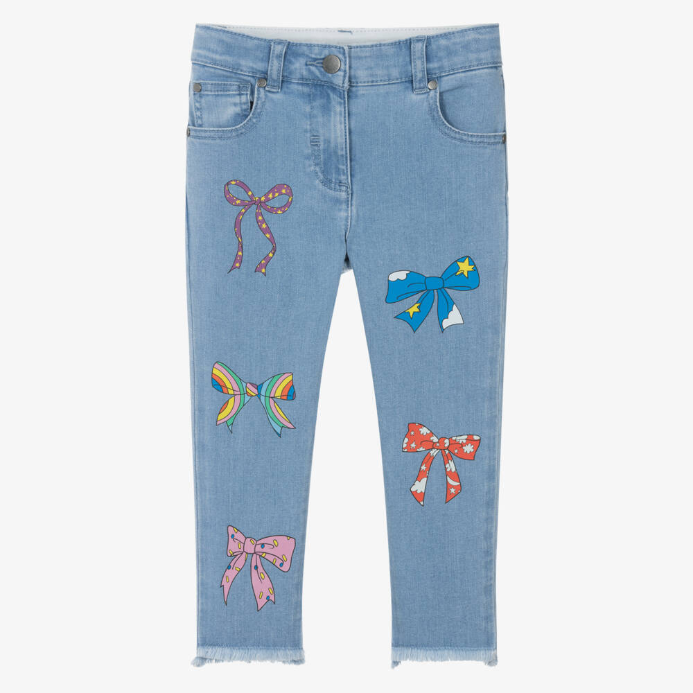 Stella McCartney Kids-Girls Denim Trousers with Bow Accents | Childrensalon Outlet
