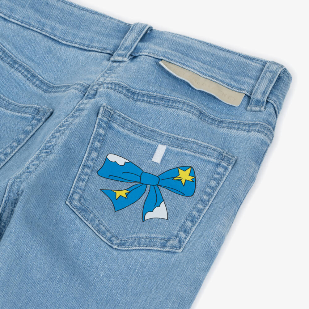 Stella McCartney Kids-Girls Denim Trousers with Bow Accents | Childrensalon Outlet