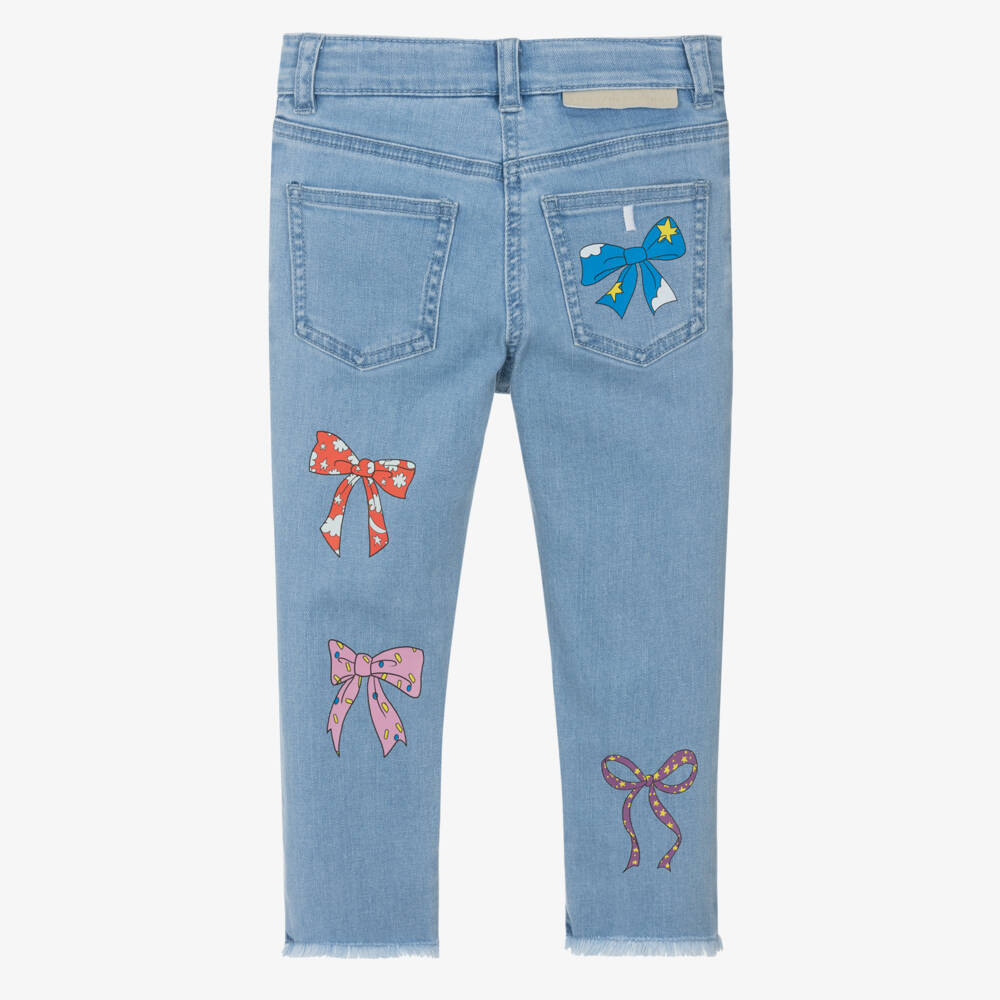 Stella McCartney Kids-Girls Denim Trousers with Bow Accents | Childrensalon Outlet