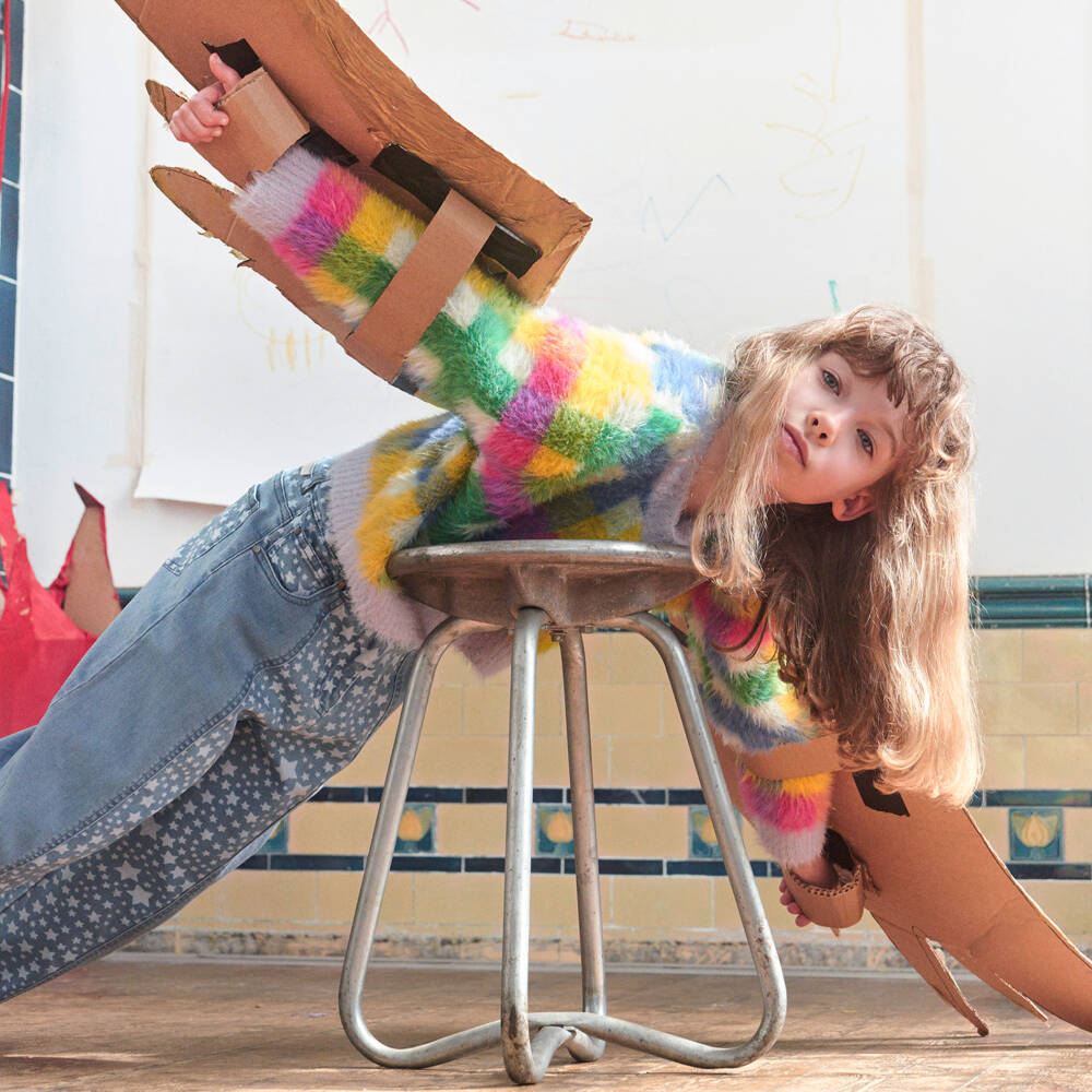 Stella McCartney Kids-Girls Denim Trousers with Star Pattern | Childrensalon Outlet