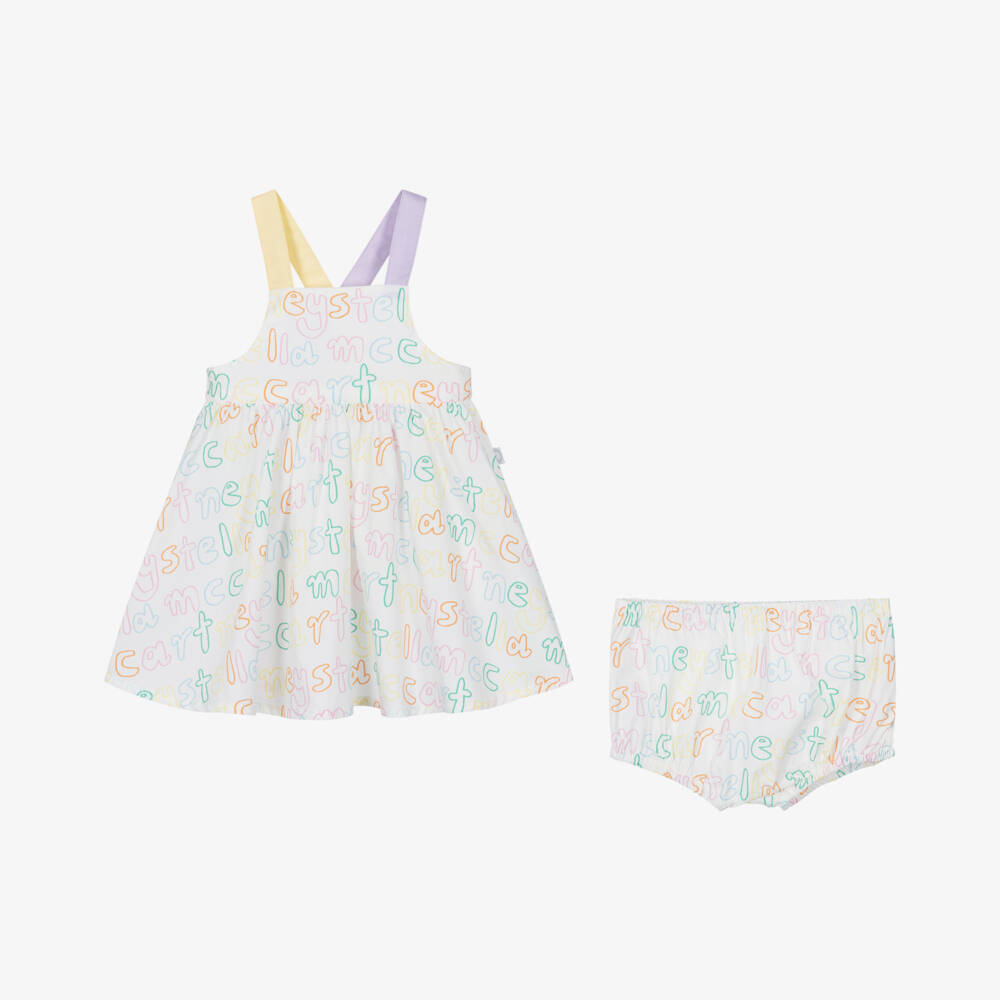 Stella McCartney Kids-Girls Elegant Ivory Poplin Frock | Childrensalon Outlet
