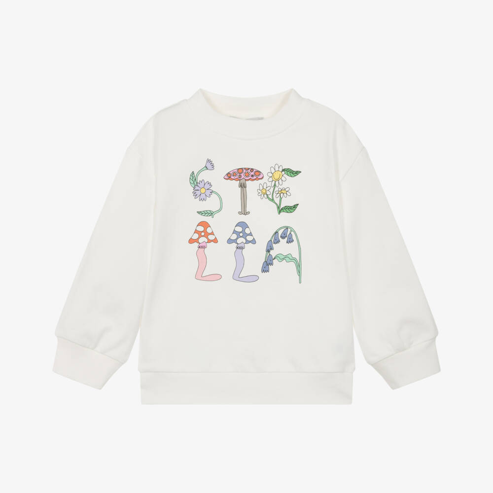 Stella McCartney Kids-Кремовый хлопковый джемпер для девочек | Childrensalon Outlet