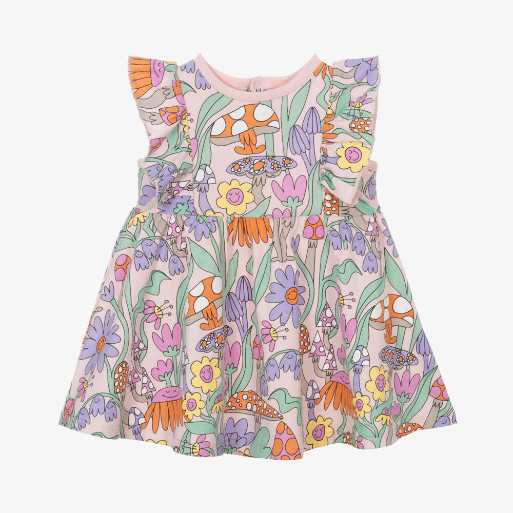 Stella McCartney Kids-Girls Enchanting Pink Cotton Dress | Childrensalon Outlet