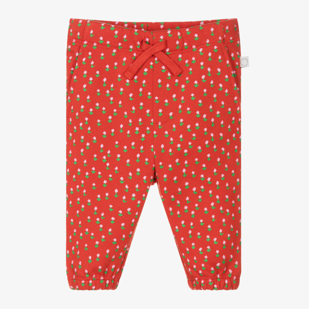 Stella McCartney Kids-Girls Floral Cotton Red Joggers | Childrensalon Outlet