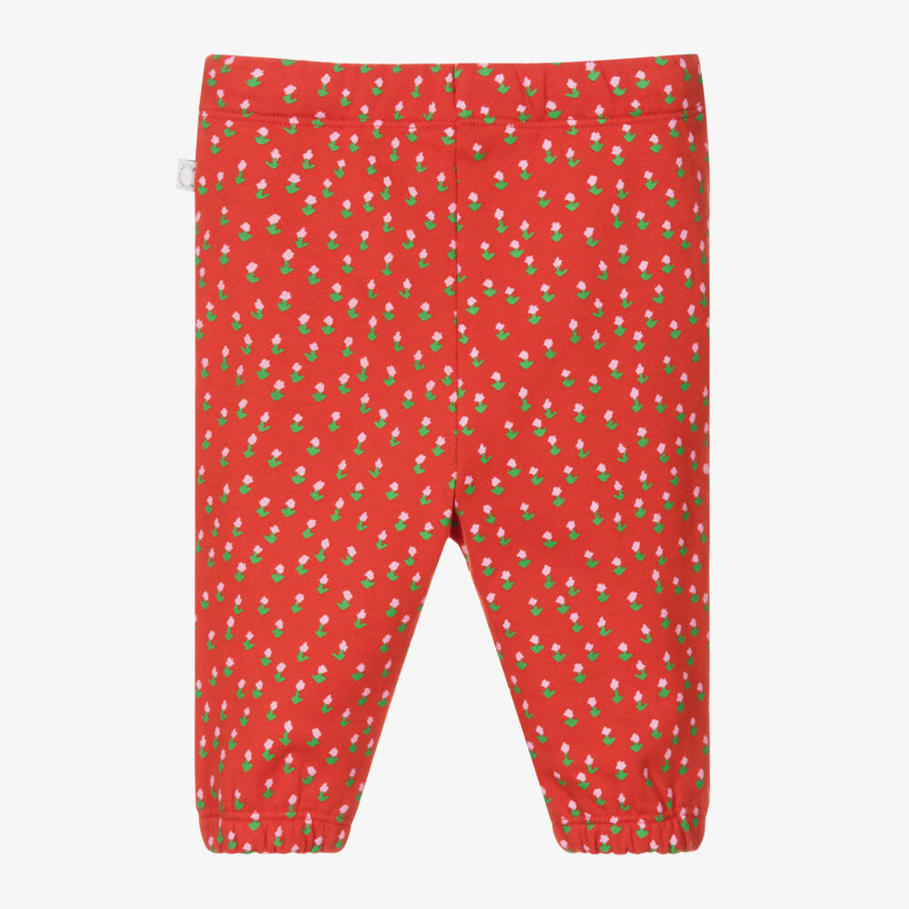 Stella McCartney Kids-Girls Floral Cotton Red Joggers | Childrensalon Outlet