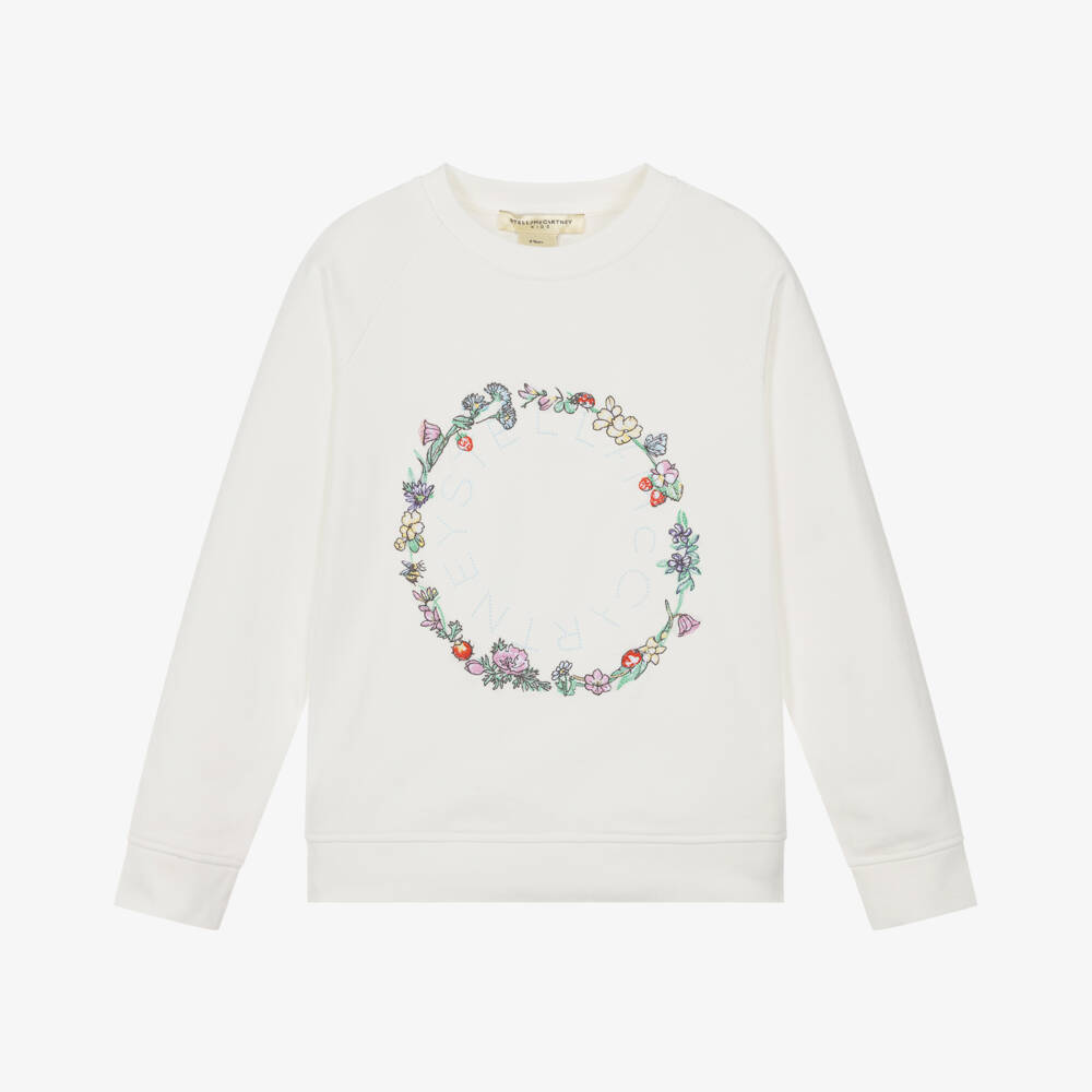 Stella McCartney Kids-بلوزة قطنية عاجية بنقشة زهور للبنات | Childrensalon Outlet