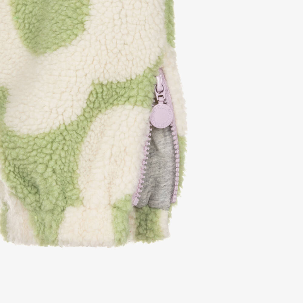 Stella McCartney Kids-بنطلون رياضي فليس شيربا لون أخضر للبنات | Childrensalon Outlet