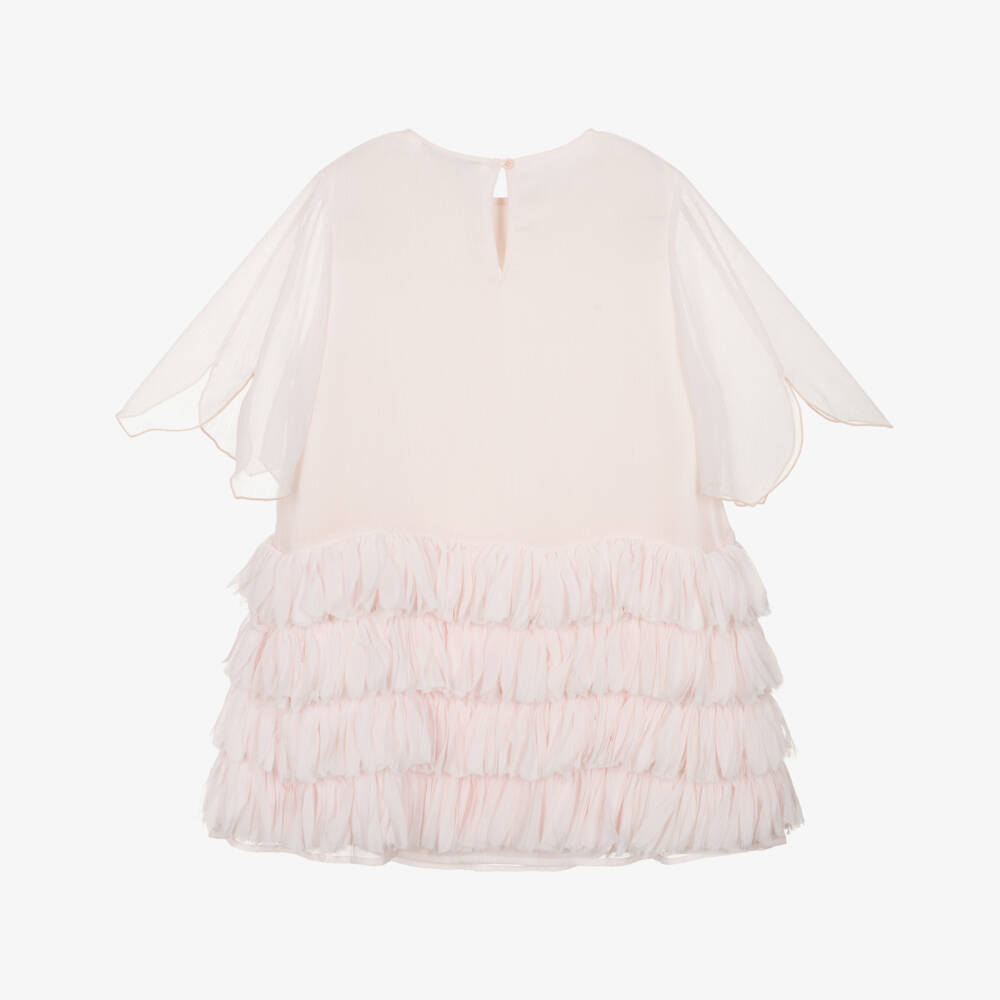 Stella McCartney Kids-Платье из розового шифона с оборками для девочек | Childrensalon Outlet