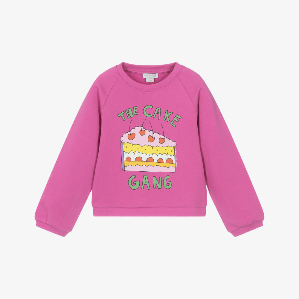 Stella McCartney Kids-Girls Fuchsia Pink Cake Print Sweatshirt | Childrensalon Outlet