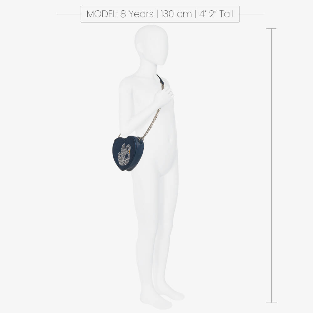 Stella McCartney Kids-Girls Glitterly Blue Faux Leather Heart Shoulder Bag (17cm) | Childrensalon Outlet