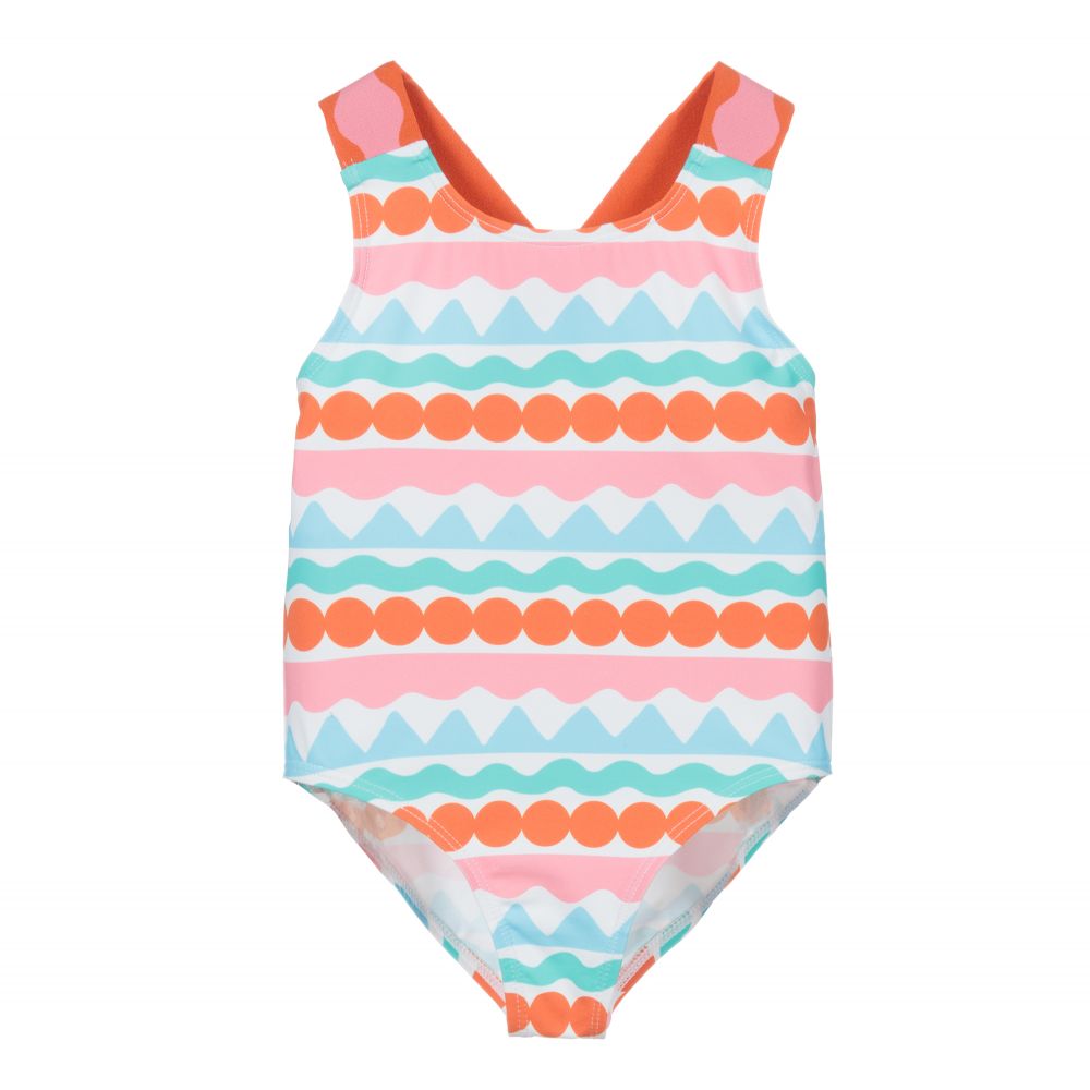 Stella McCartney Kids - Girls Graphic Striped Swimsuit | Childrensalon