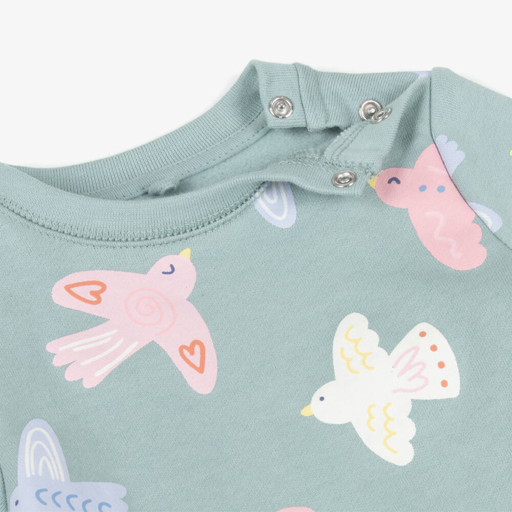 Stella McCartney Kids-Спортивный костюм с зелёным принтом птиц для девочек | Childrensalon Outlet