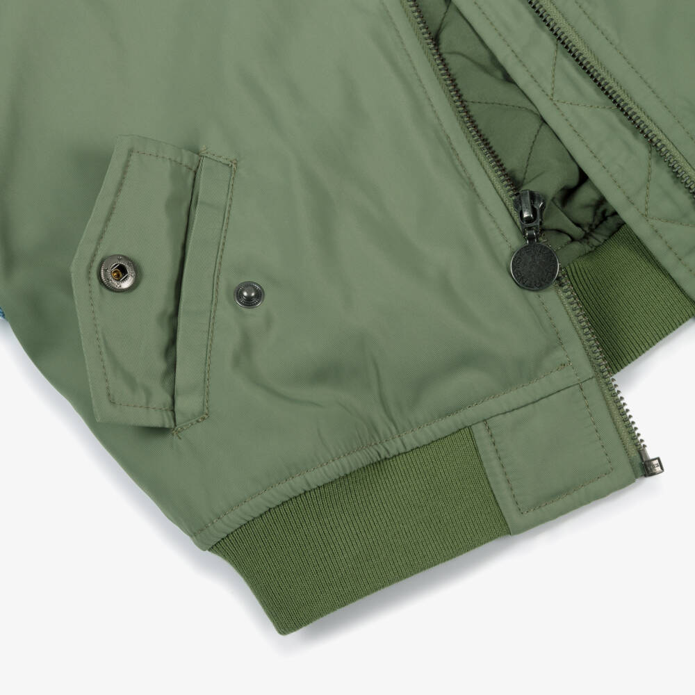 Stella McCartney Kids-Girls Green Bomber with Denim Sleeves | Childrensalon Outlet